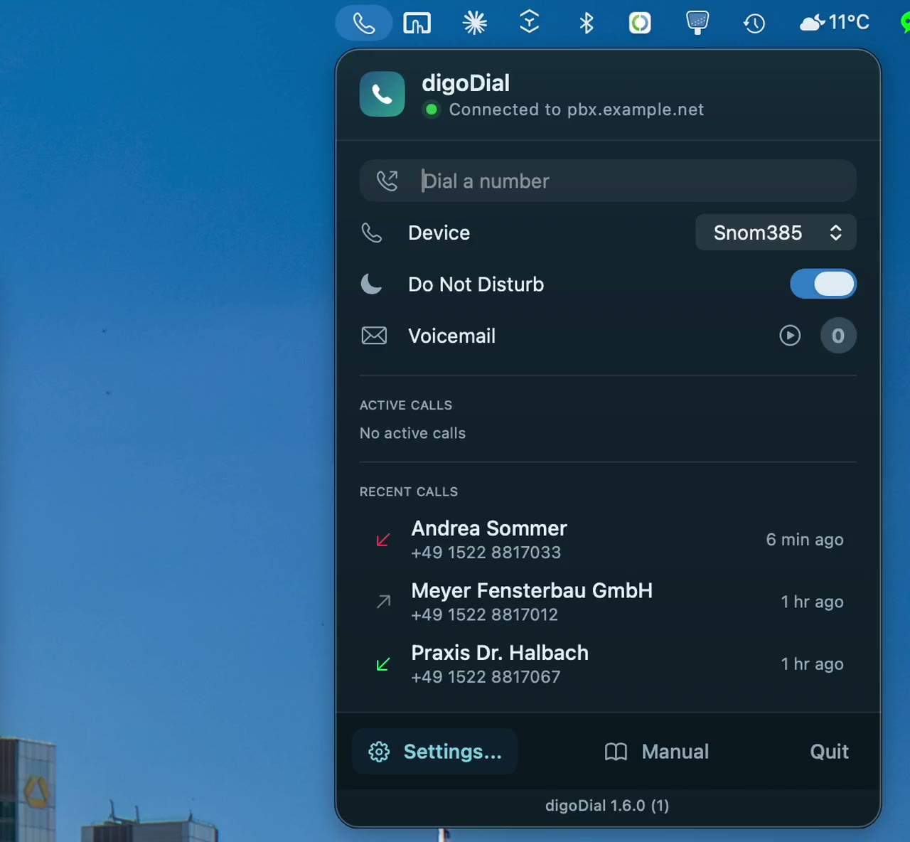 The Do Not Disturb switch in the panel is turned on.